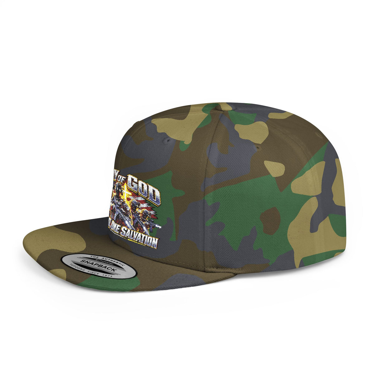 Flat Bill Snapback Hat – Retro Graphic Streetwear Cap