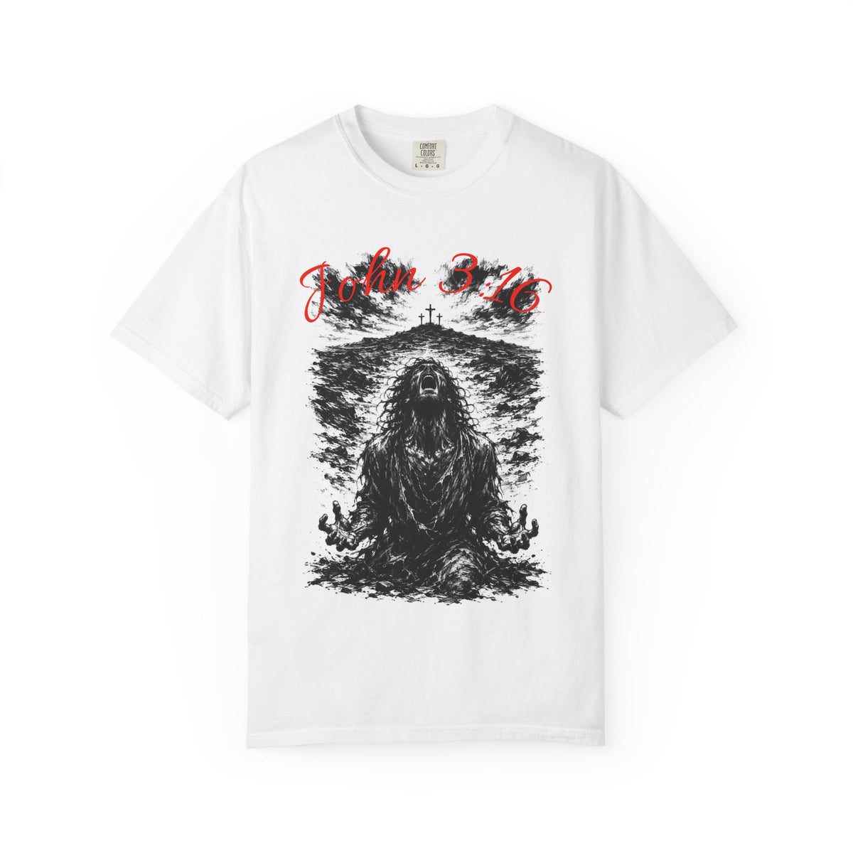 Grim Sea Creature T-shirt | Dark Gothic Illustration, Red Script Logo