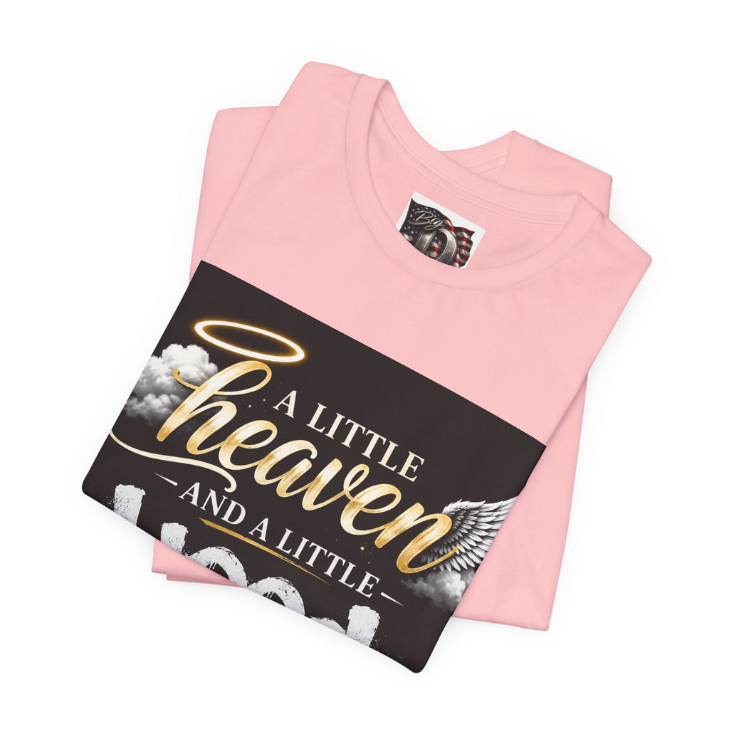 A Little Heaven and a Little Hood T-Shirt | Script Angel Wings Graphic, Bold Street Quote