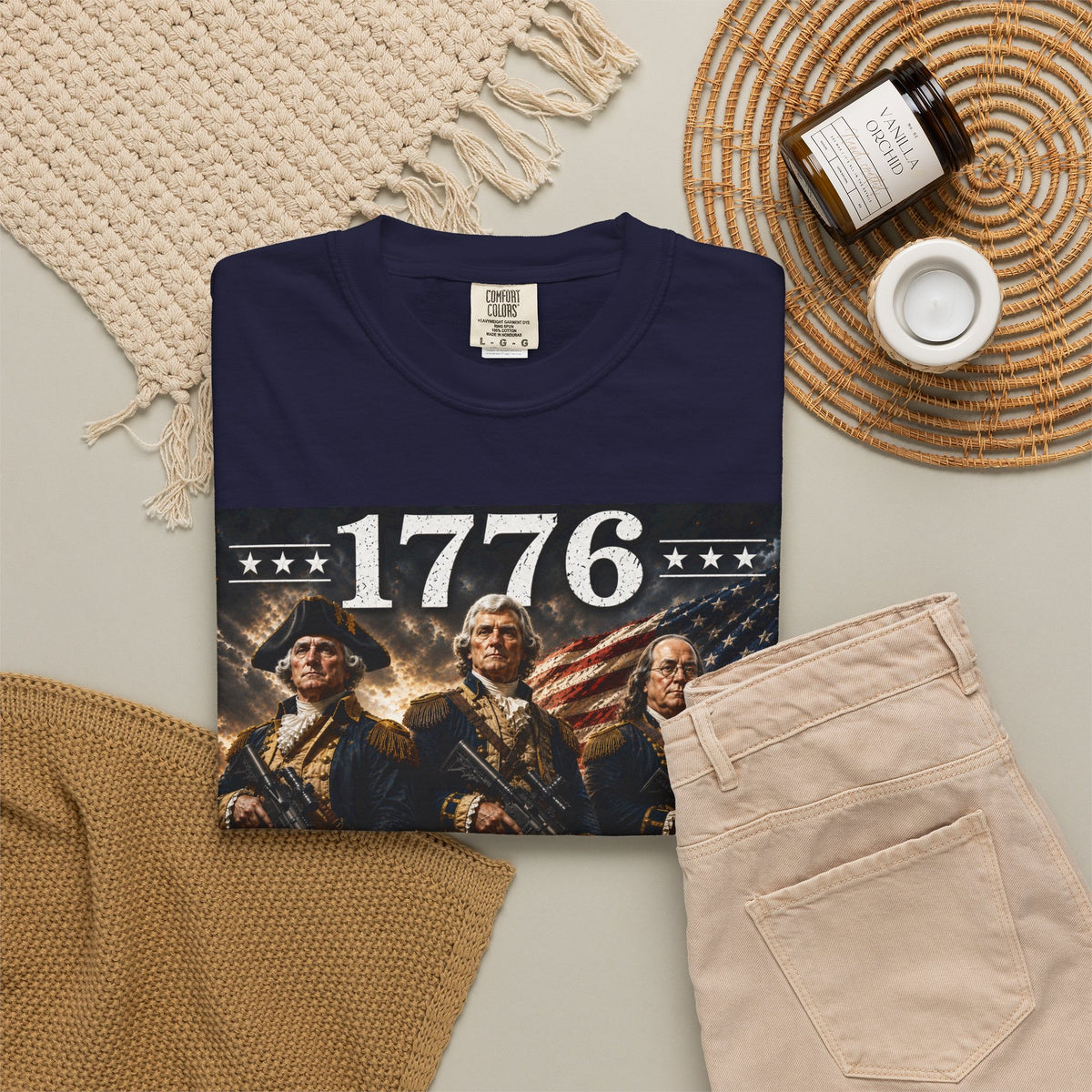 1776 Revolutionary Soldiers America First T-Shirt | Home of the Free