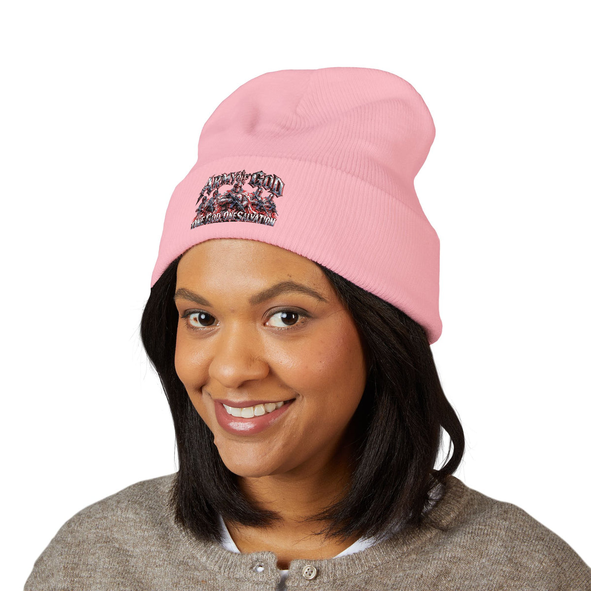 Embroidered 'Let God Guide The Country' Cuffed Beanie