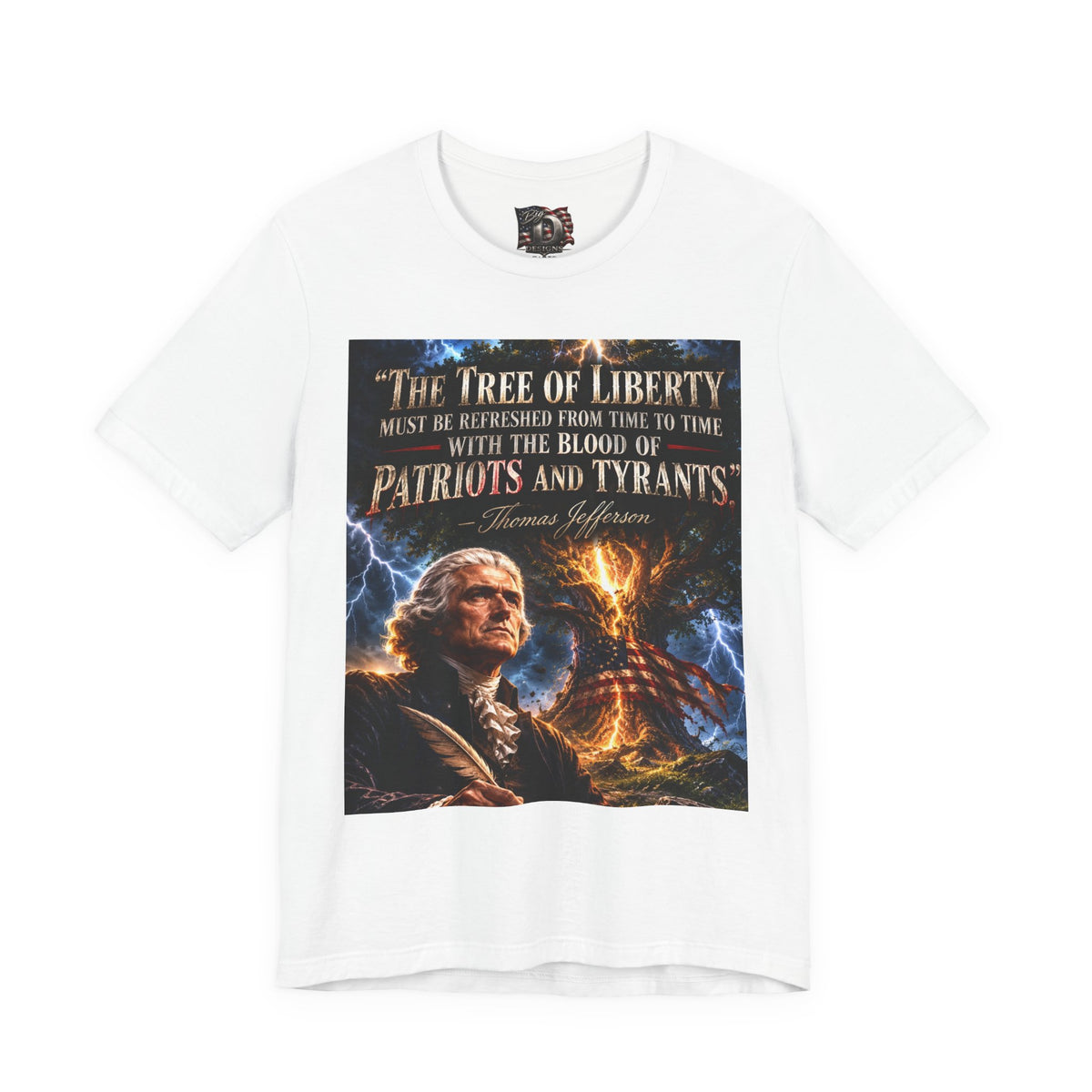 Tree of Liberty quote Tee | George Washington portrait, lightning, dramatic patriotic design