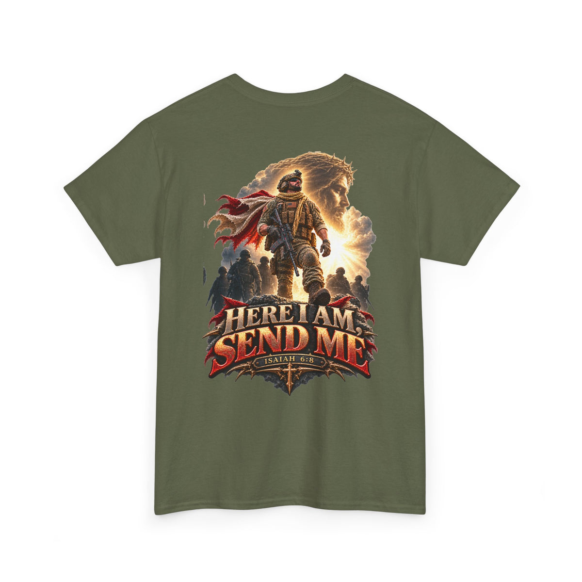 Here I Am, Send Me — Isaiah 6:8 Christian Warrior T-Shirt