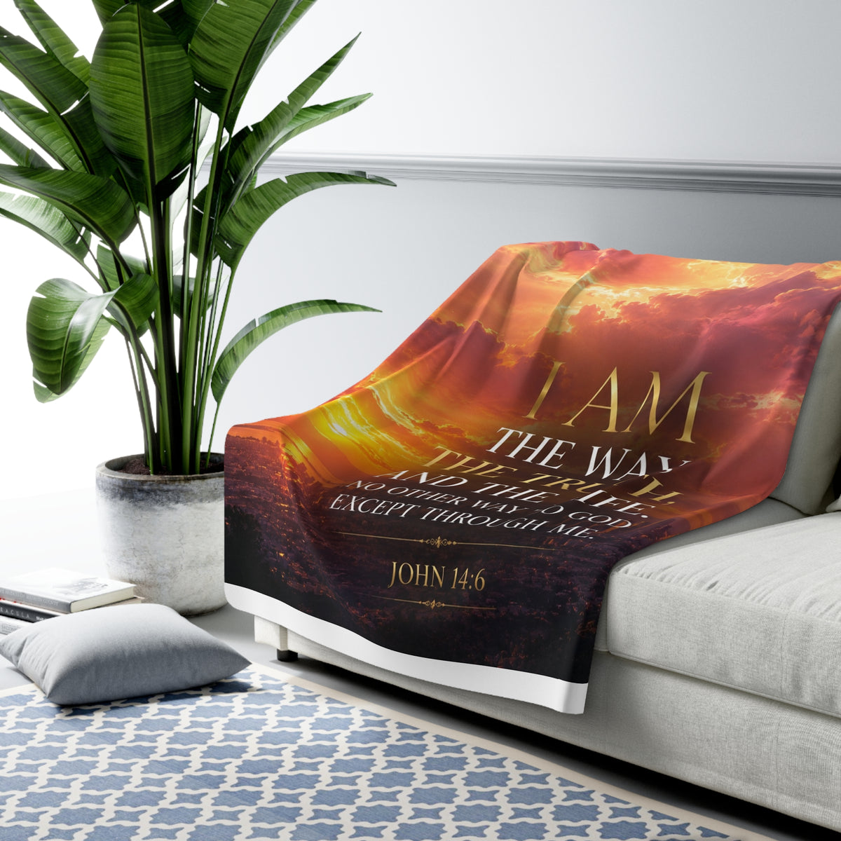 Copy of I Am The Way The Truth And The Life Sherpa Blanket | Christian Scripture John 14:6