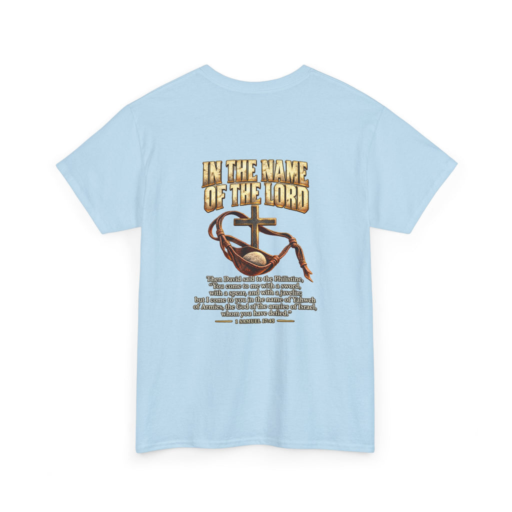 Christian Faith T-Shirt — "In the Name of the Lord" Cross & Scripture Graphic Tee