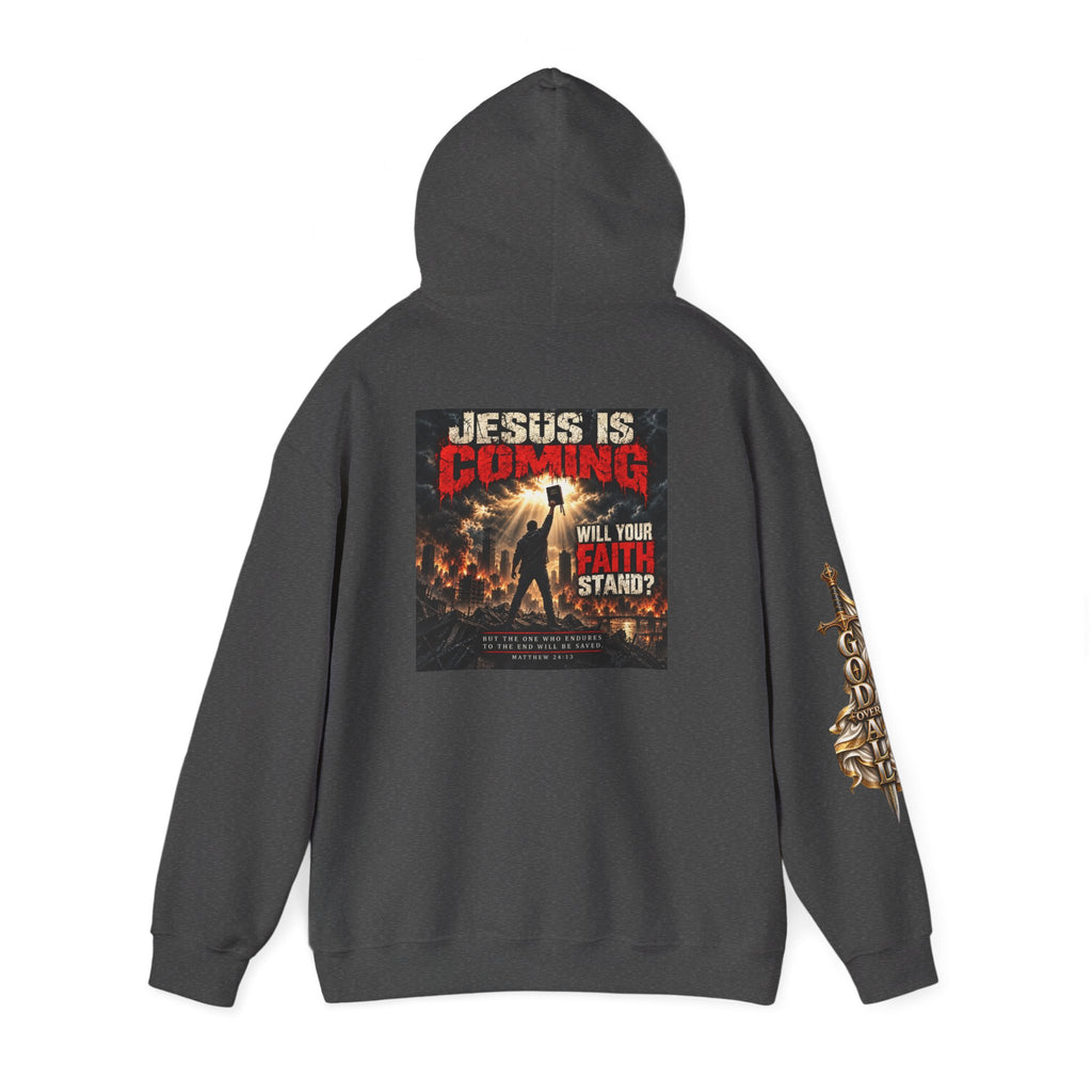 Religious Graphic Hoodie — "Jesus Is Coming / One God One Salvation" Apocalyptic Faith Sweater