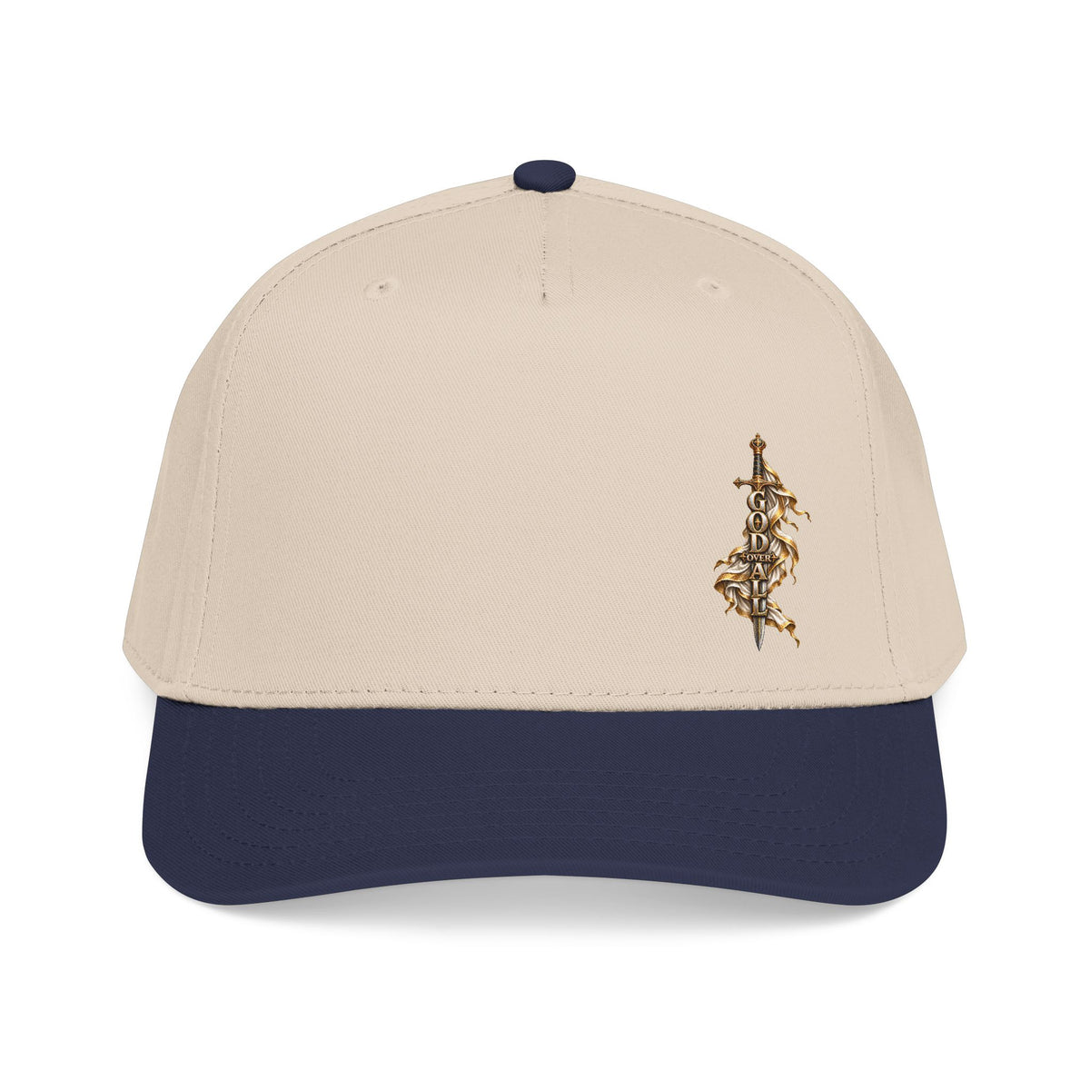 Baseball Cap — Ornate Gold Floral Cross Embroidered