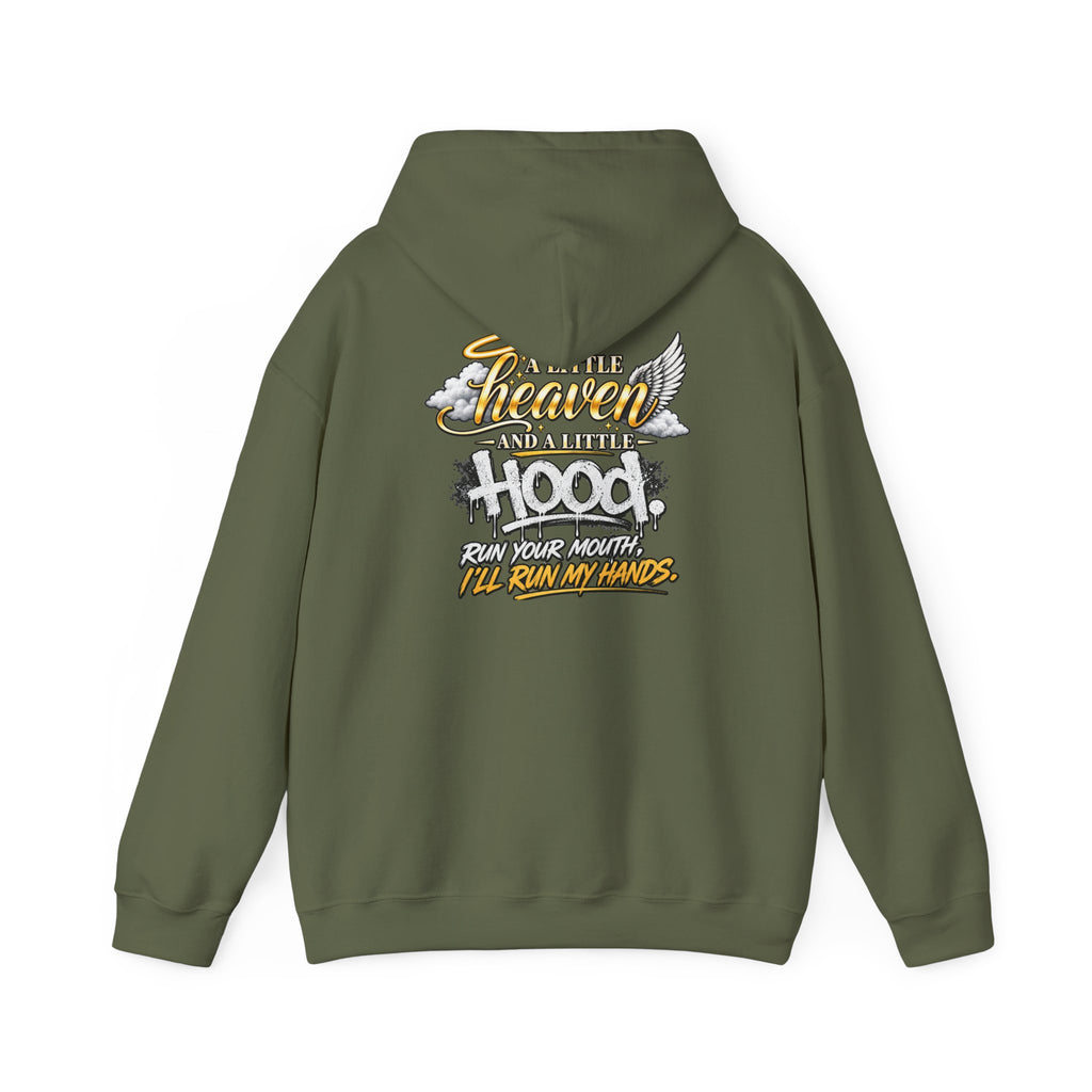 Christian In Progress hoodie | Faith Script Front, Heaven Graphic Back