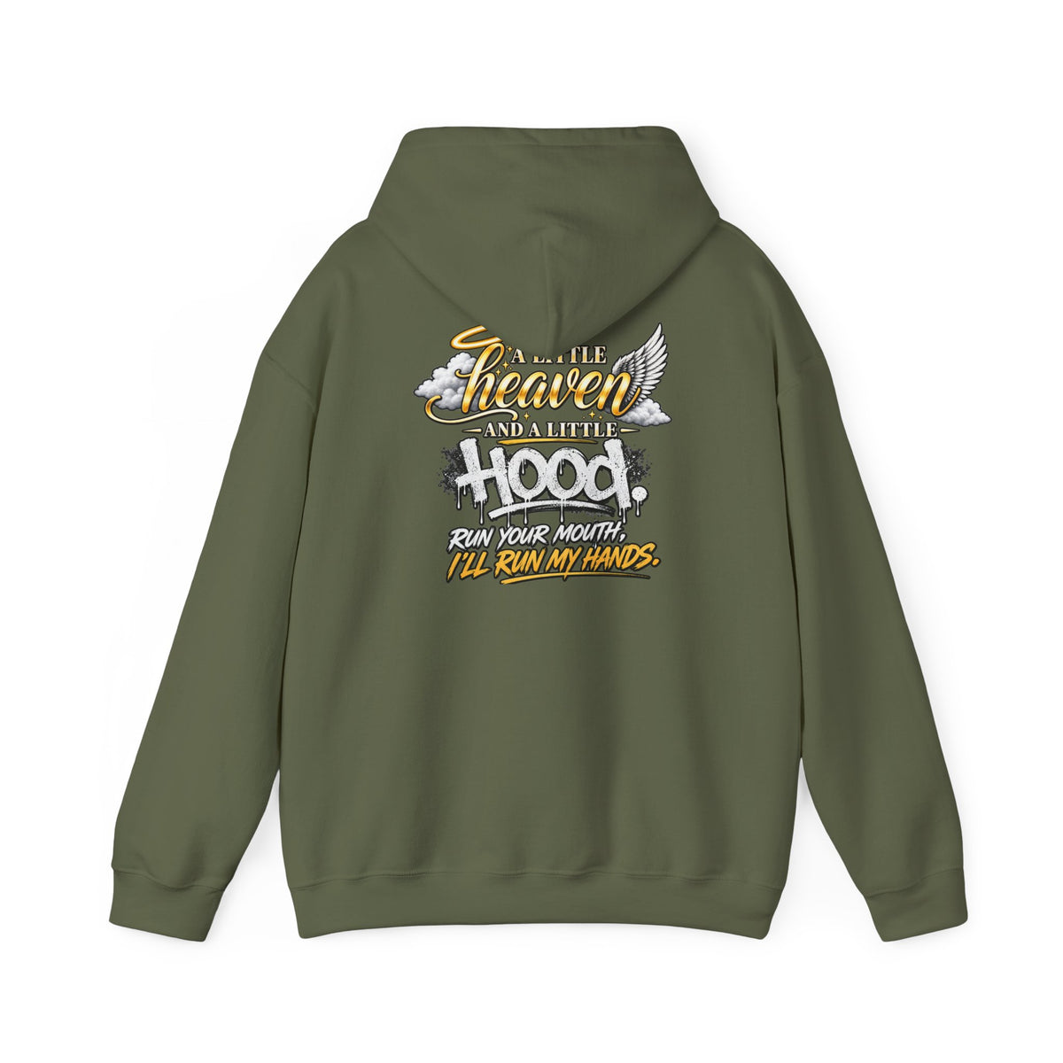 Christian In Progress hoodie | Faith Script Front, Heaven Graphic Back