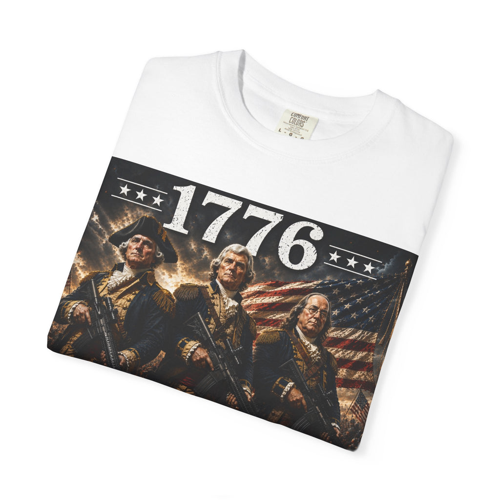 1776 Revolutionary Soldiers America First T-Shirt | Home of the Free