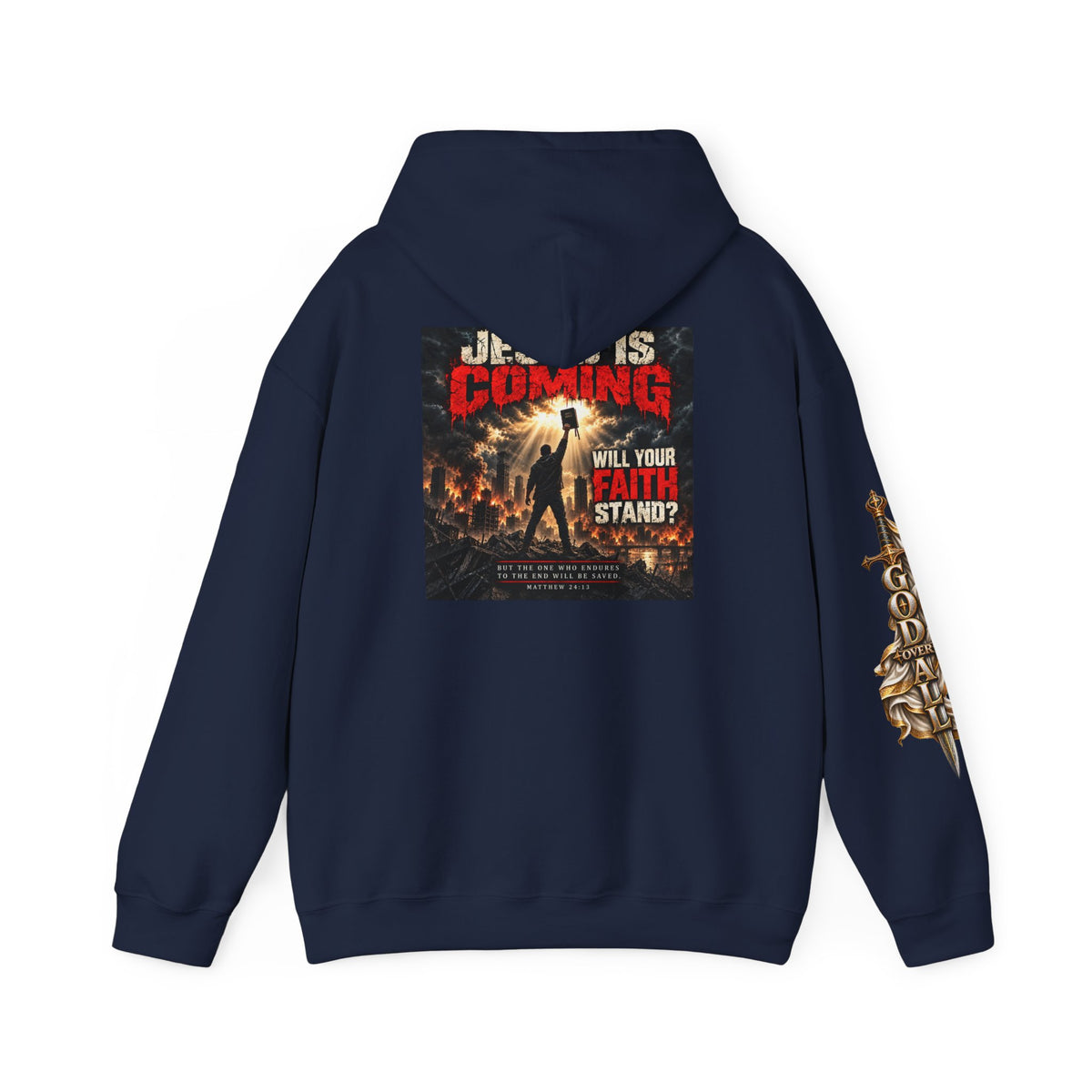 Religious Graphic Hoodie — "Jesus Is Coming / One God One Salvation" Apocalyptic Faith Sweater