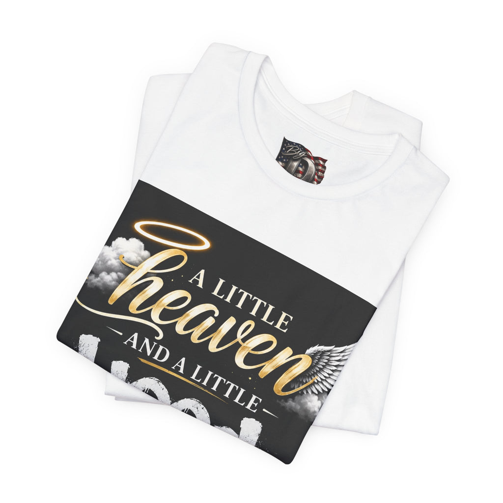 A Little Heaven and a Little Hood T-Shirt | Script Angel Wings Graphic, Bold Street Quote