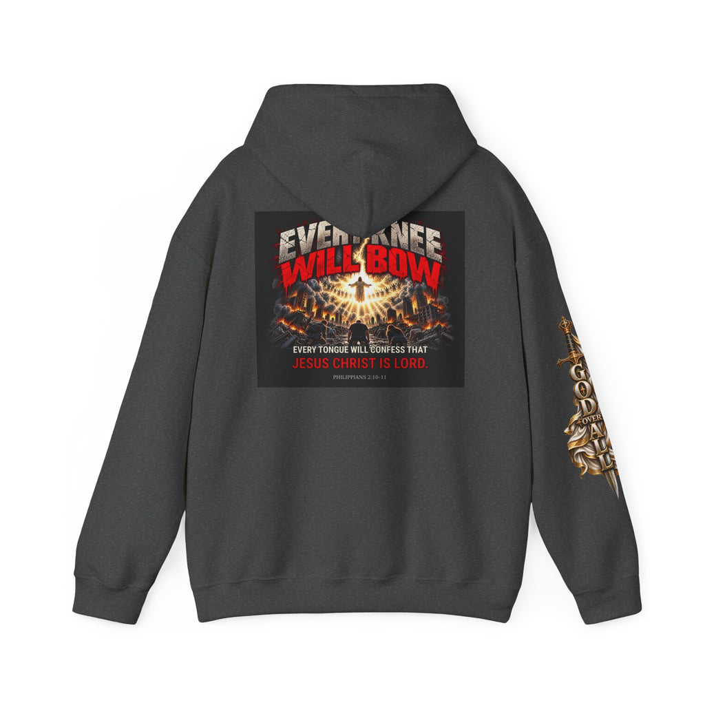 Christian Graphic Hoodie — "Everyone Will Bow" Cross Design