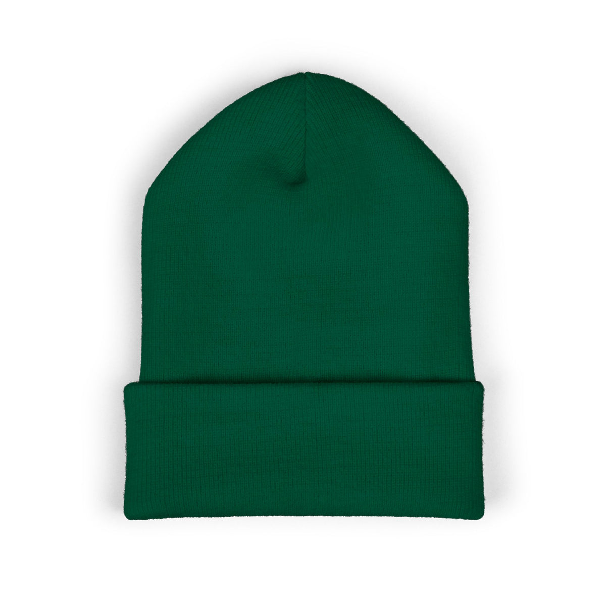 Embroidered Gold Cross Cuffed Beanie — Minimal Faith Winter Hat