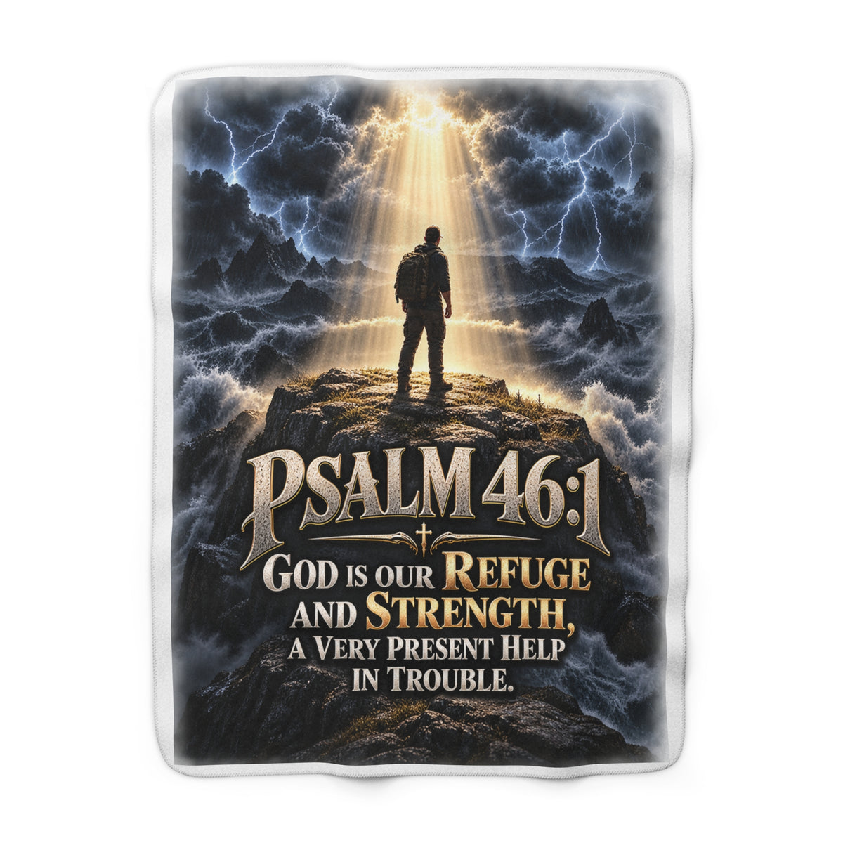 Psalm 46:1 God Is Our Refuge Sherpa Fleece Blanket