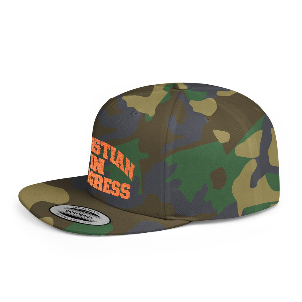 Snapback Hat — "Christian In Progress" Embroidered Flat Bill