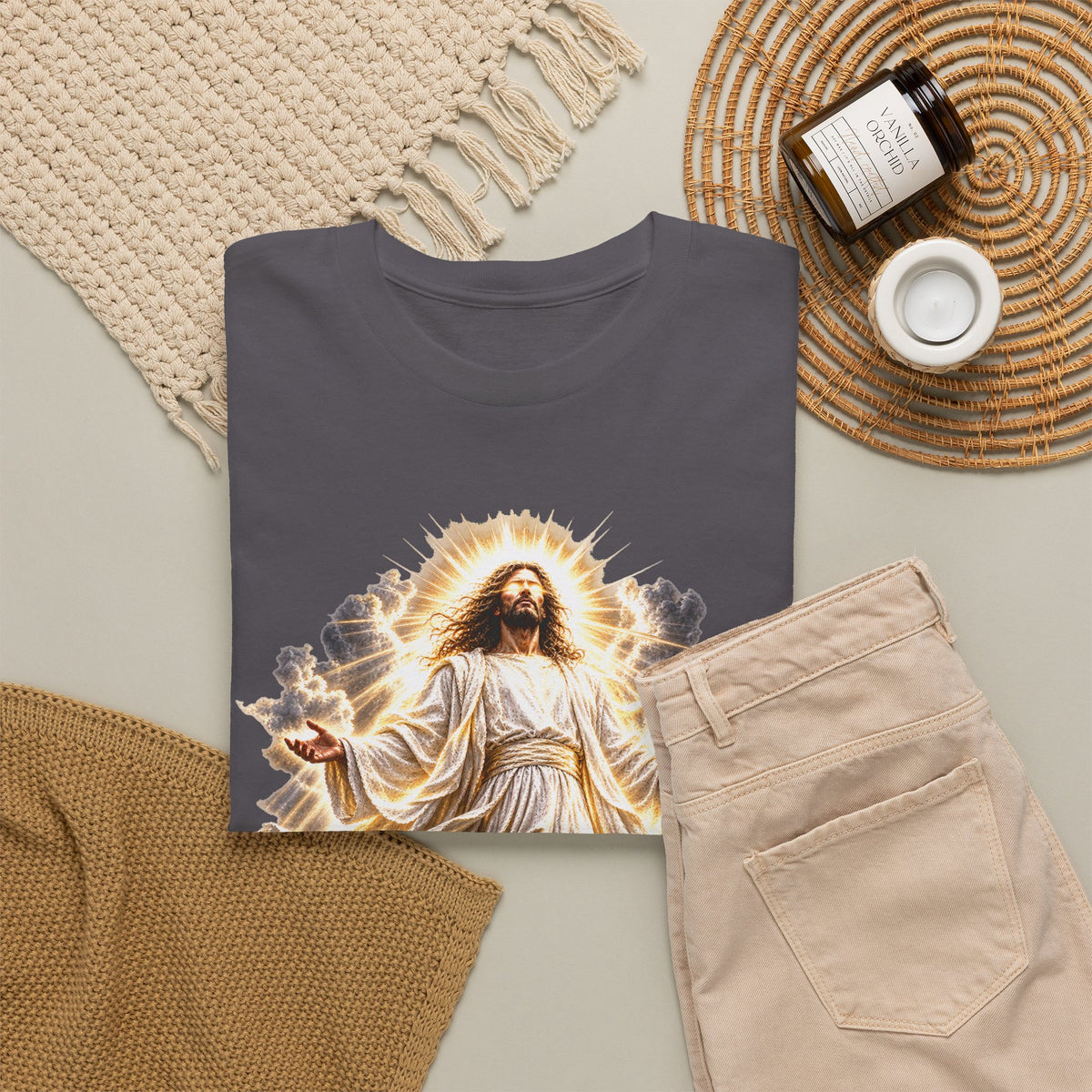 Jesus Ascending from Clouds Christian Faith T-Shirt