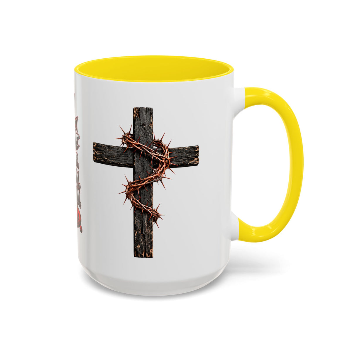 Christian Faith Mug – “Evil Never Killed Me” Cross Coffee Mug