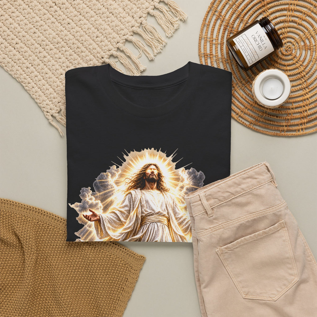Jesus Ascending from Clouds Christian Faith T-Shirt