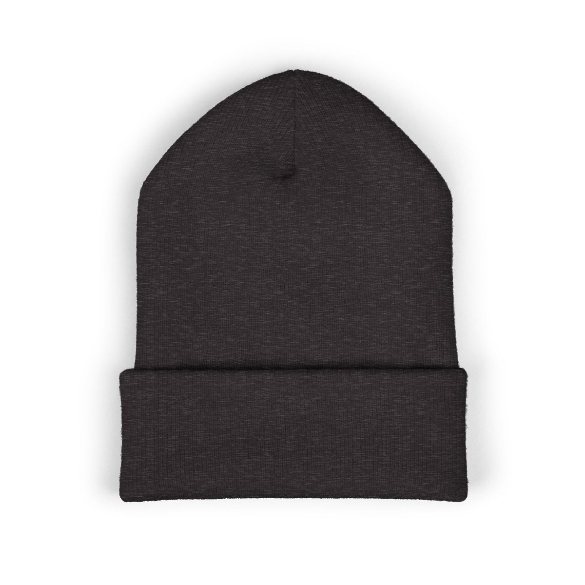 Embroidered Gold Cross Cuffed Beanie — Minimal Faith Winter Hat