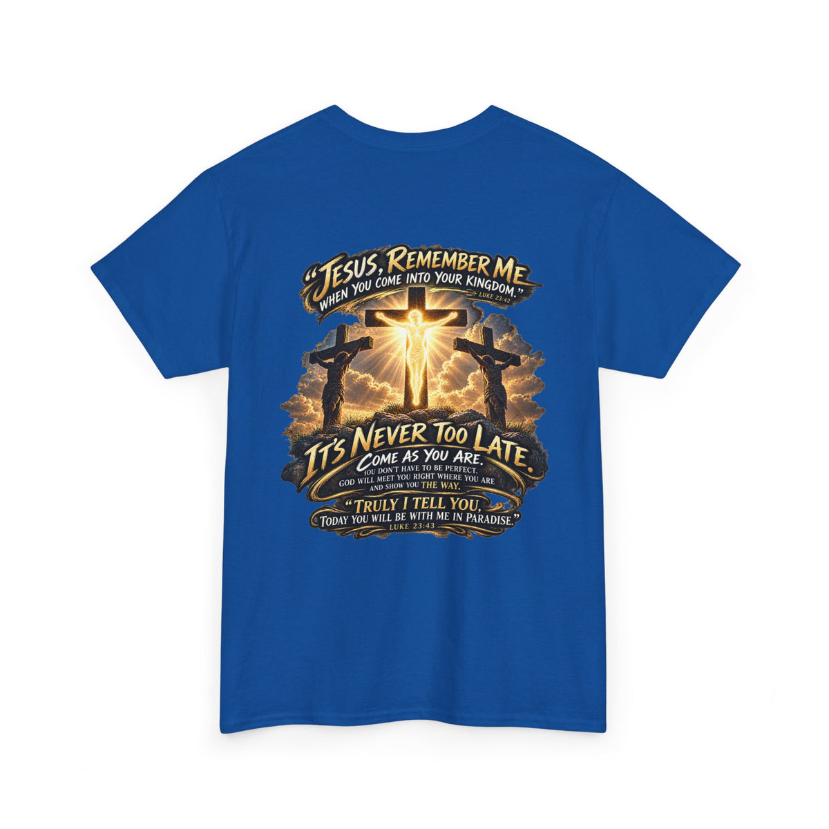 Christian Cross Chest Tee — Small Floral Cross T-Shirt