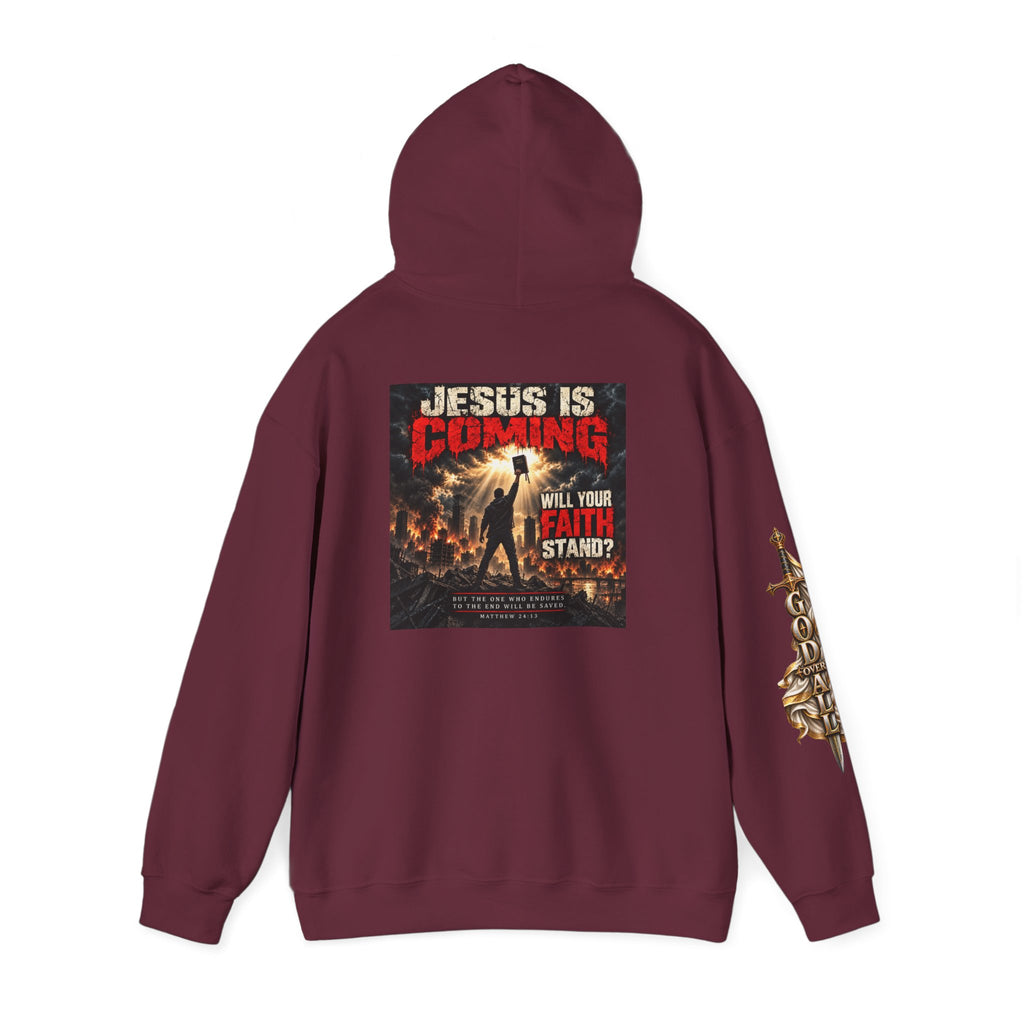 Religious Graphic Hoodie — "Jesus Is Coming / One God One Salvation" Apocalyptic Faith Sweater
