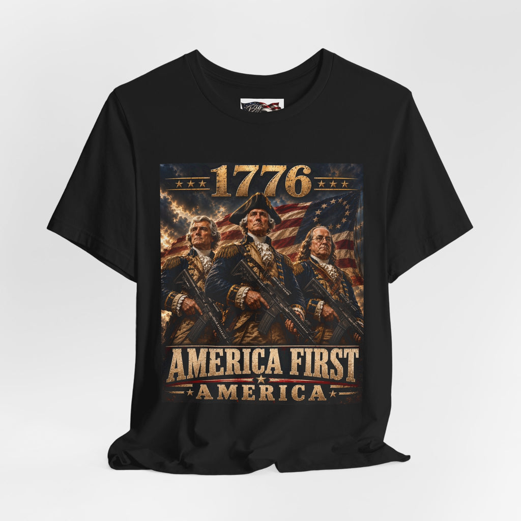 1776 Revolutionary Soldiers America First T-Shirt | Patriotic Independence Design