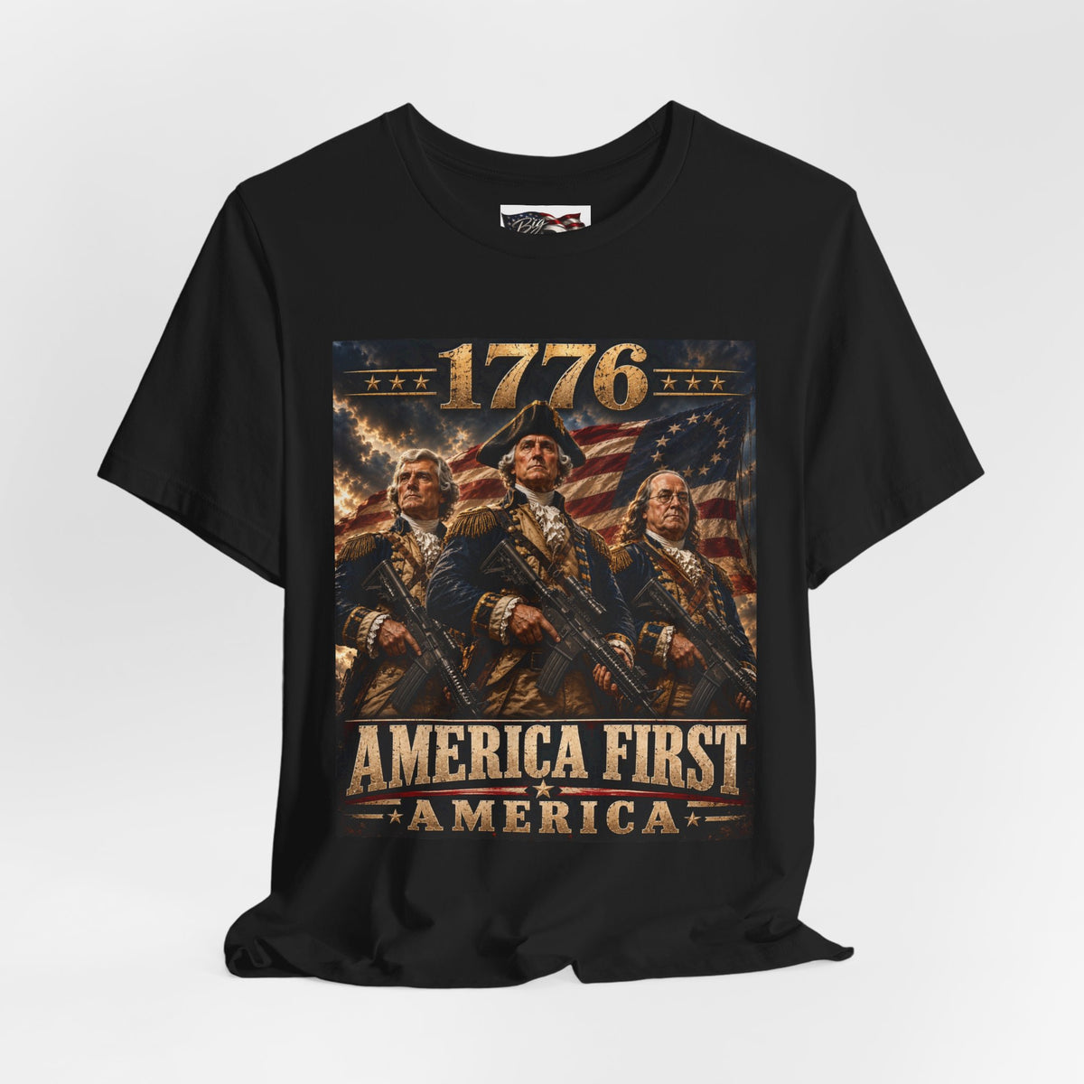 1776 Revolutionary Soldiers America First T-Shirt | Patriotic Independence Design