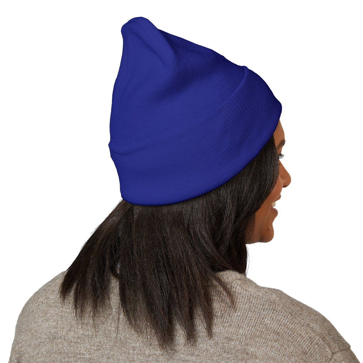 Embroidered Gold Cross Cuffed Beanie — Minimal Faith Winter Hat