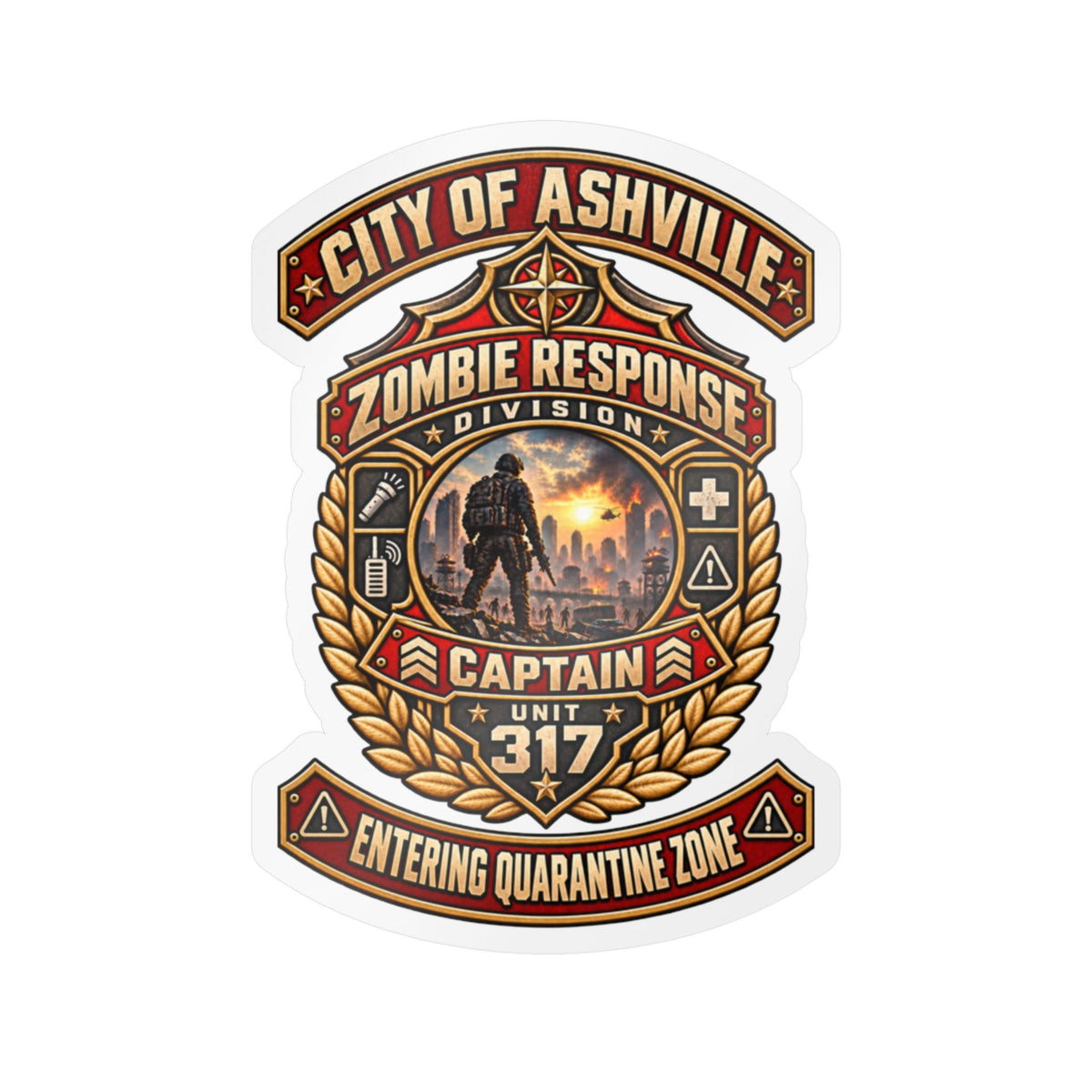 City of Ashfall Zombie Response Division Captain 317 Vinyl Decal