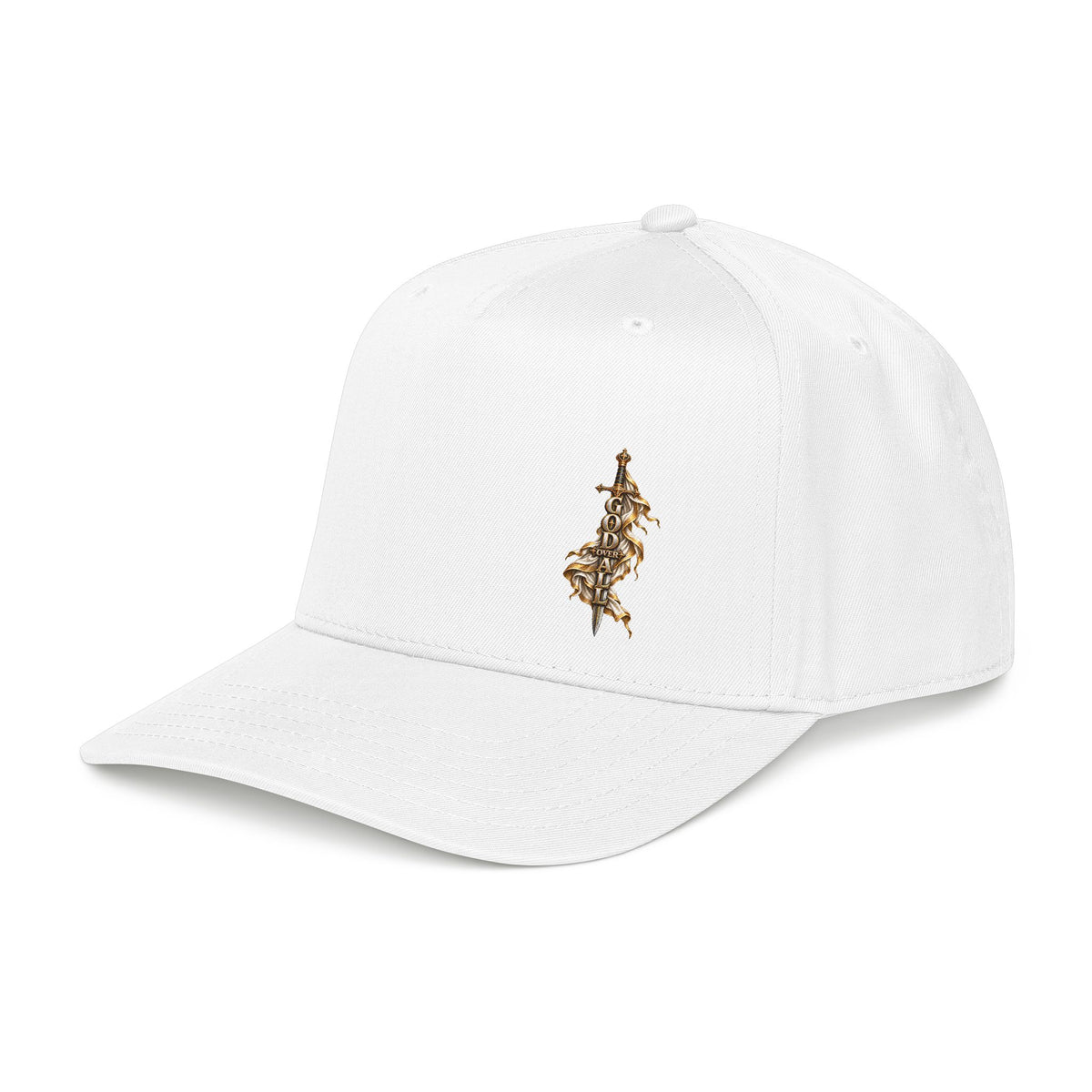 Baseball Cap — Ornate Gold Floral Cross Embroidered