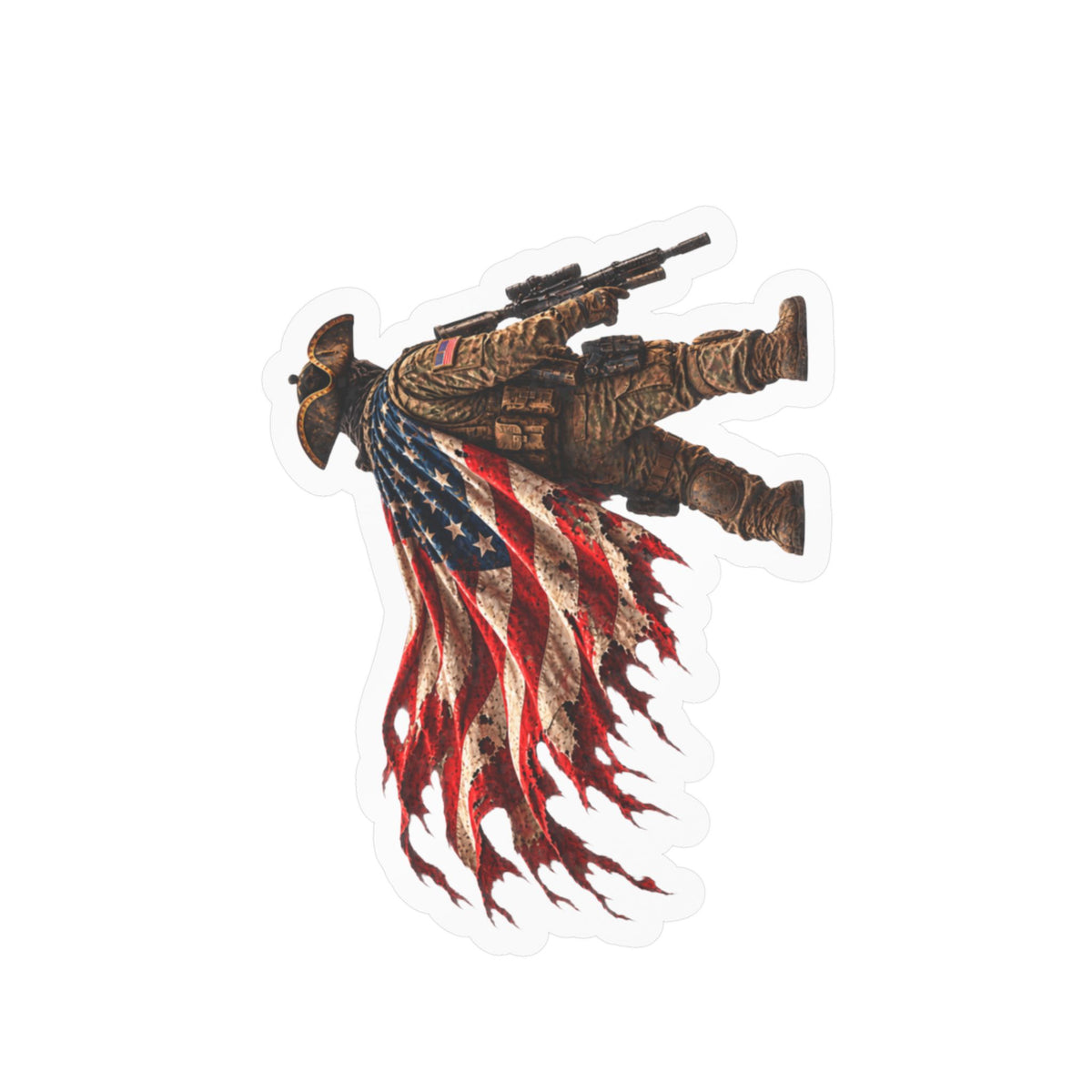 The Freedom Defender | American Flag Soldier Vinyl Sticker