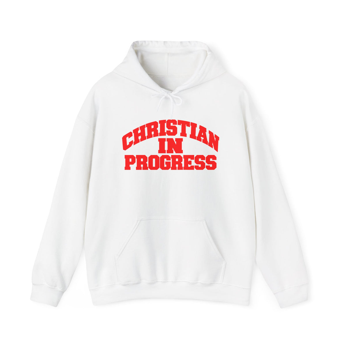 Christian In Progress hoodie | Faith Script Front, Heaven Graphic Back