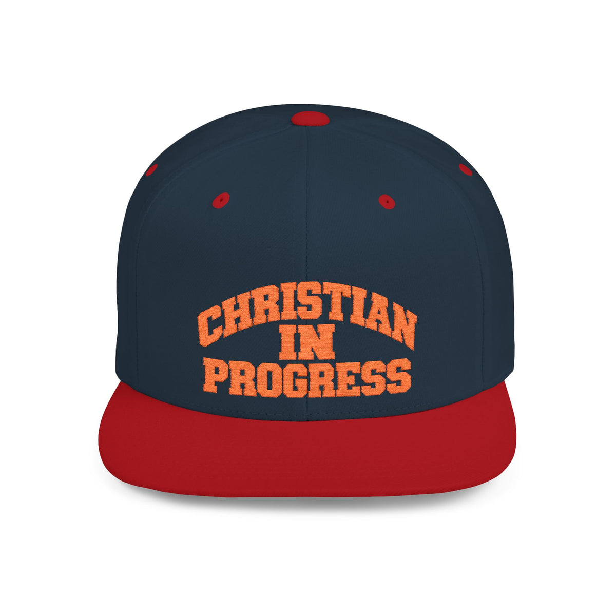 Snapback Hat — "Christian In Progress" Embroidered Flat Bill