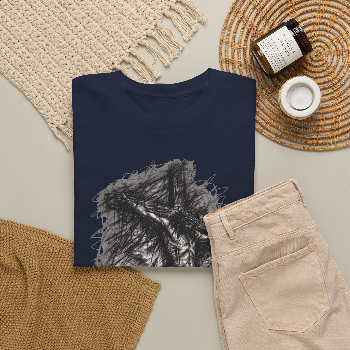 Jesus on the Cross Sketch T-Shirt – Christian Faith Design