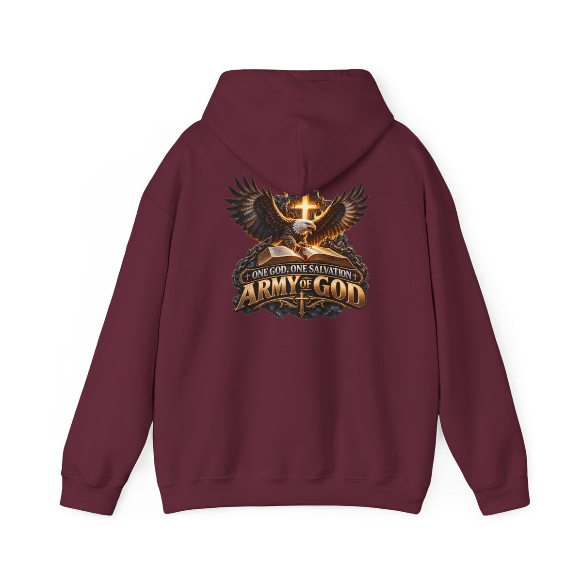 Army of God Christian Cross Hoodie — One God, One Salvation Graphic Sweatshirt