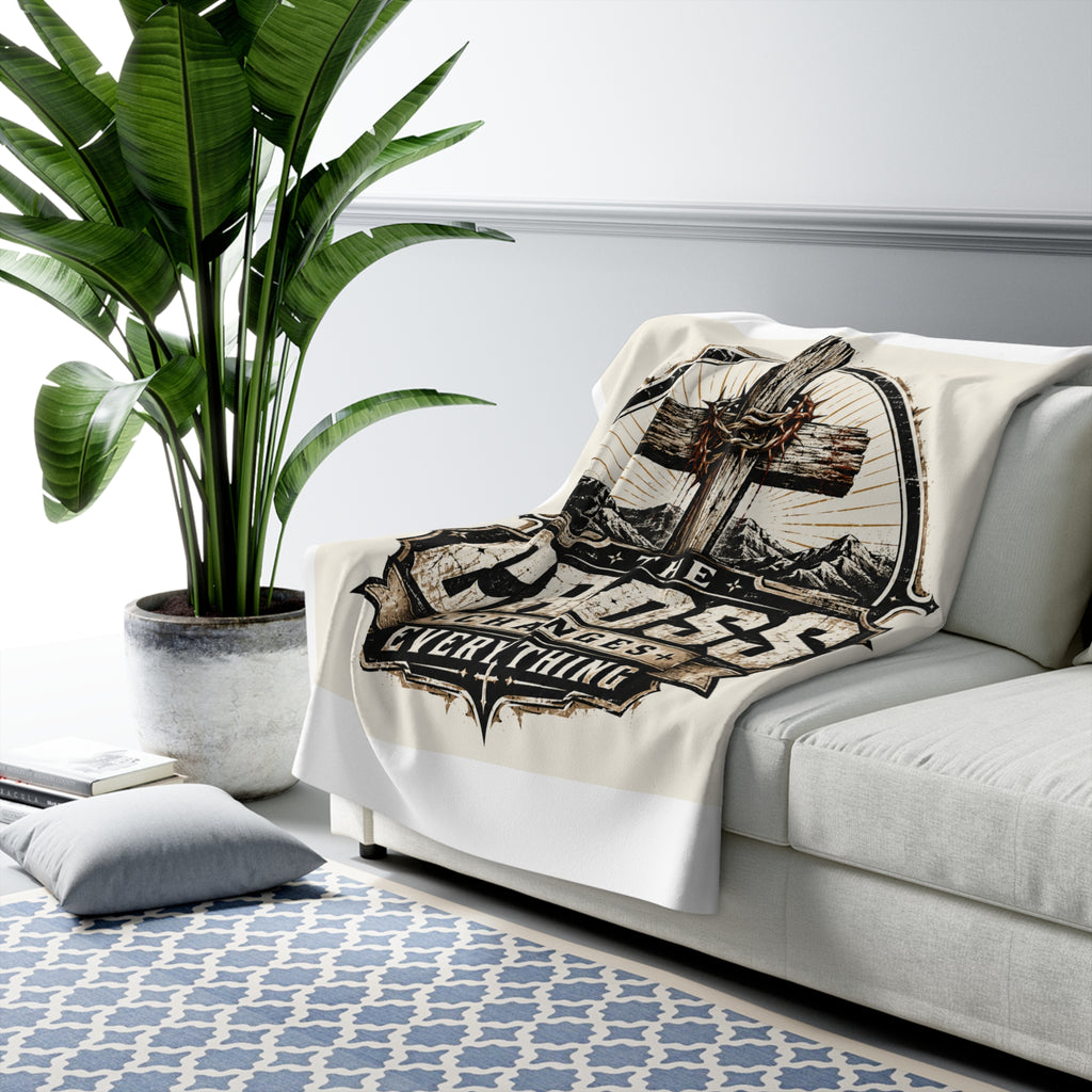 The Cross Changes Everything Christian Sherpa Fleece Blanket