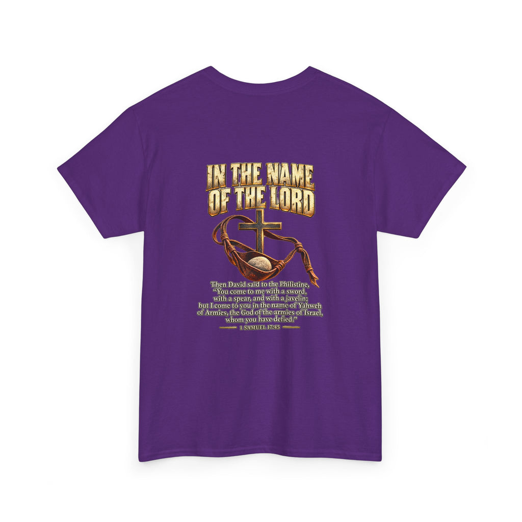 Christian Faith T-Shirt — "In the Name of the Lord" Cross & Scripture Graphic Tee
