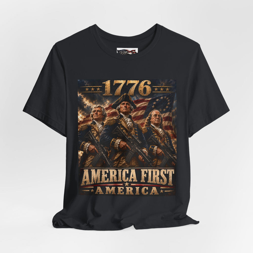 1776 Revolutionary Soldiers America First T-Shirt | Patriotic Independence Design