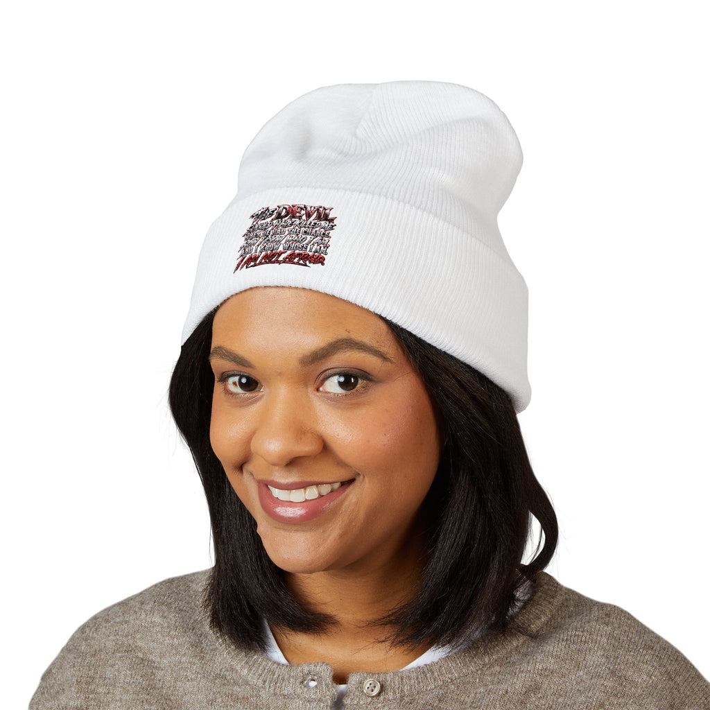 Embroidered 'Love' Script Cuffed Beanie - Classic Knit Winter Hat