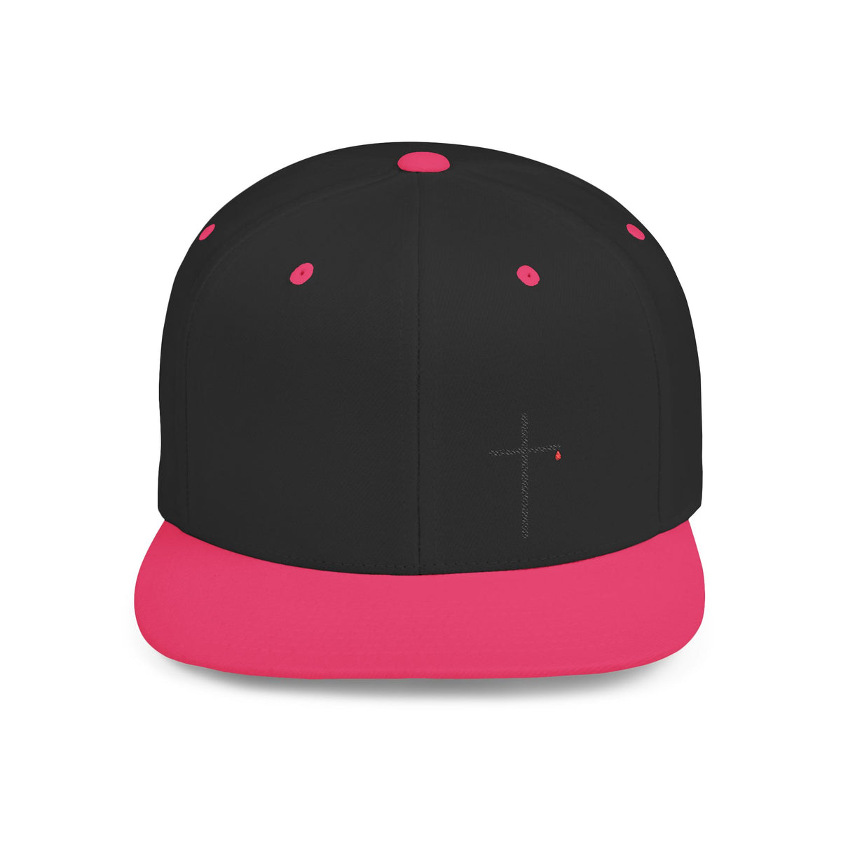 Embroidered Cross Snapback Hat — Minimal Christian Flat Bill Cap