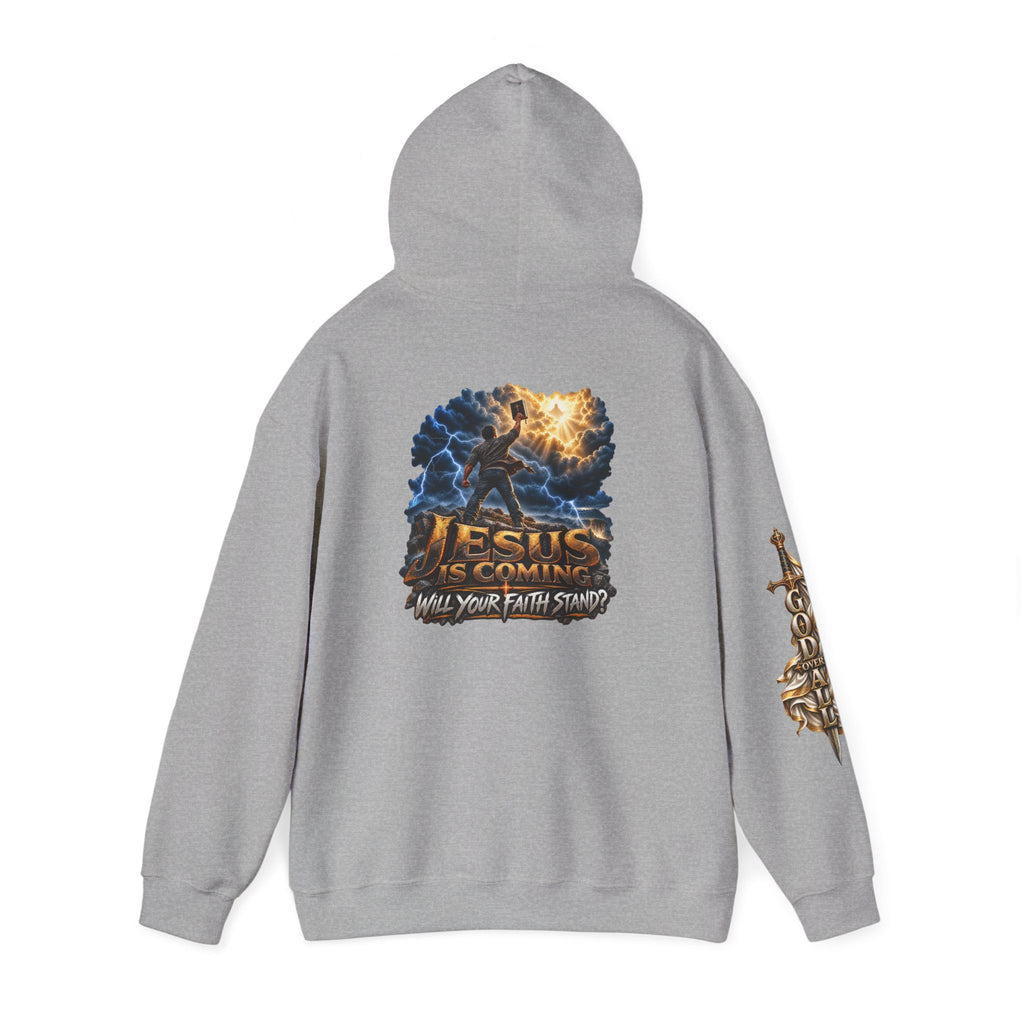 Religious Hoodie — “Jesus Is Coming: Will Your Faith Stand?” Graphic Pullover