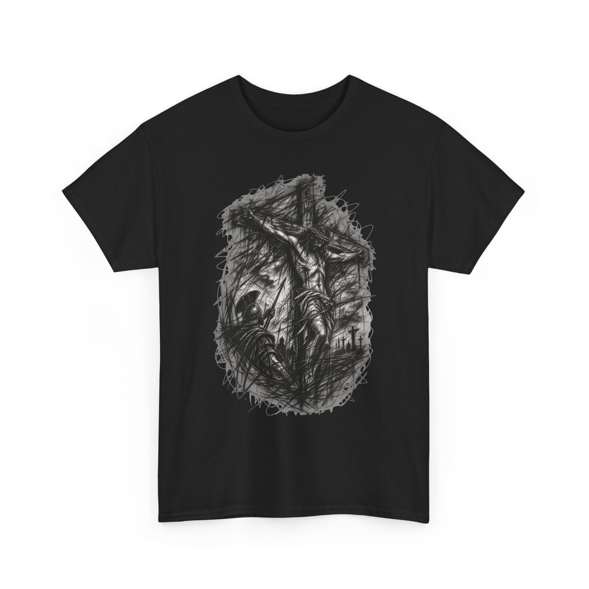 Jesus on the Cross Sketch T-Shirt – Christian Faith Design