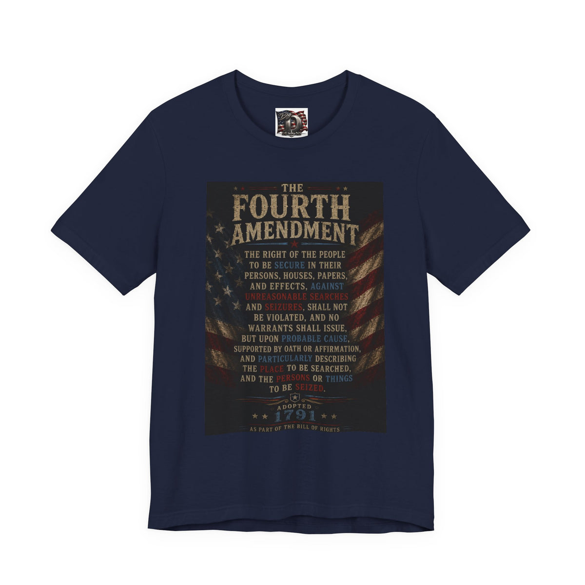 Fourth Amendment text tee | Constitution rights shirt, patriotic flag design