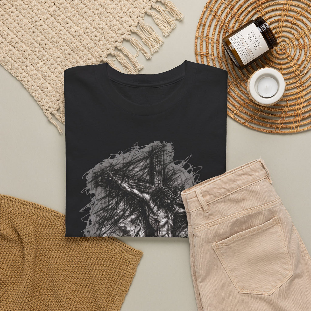 Jesus on the Cross Sketch T-Shirt – Christian Faith Design