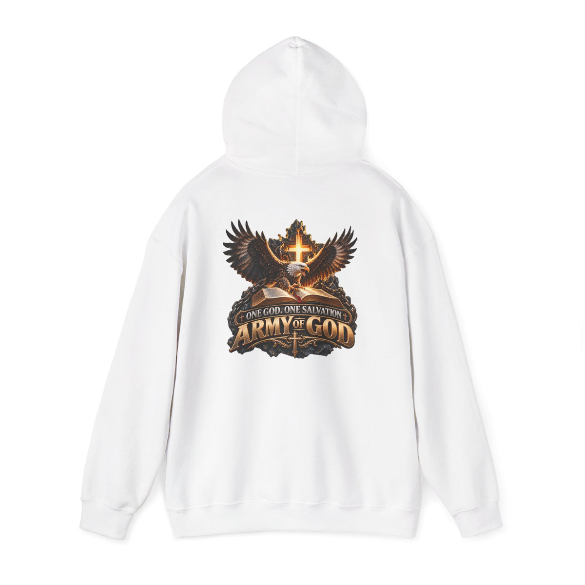 Army of God Christian Cross Hoodie — One God, One Salvation Graphic Sweatshirt