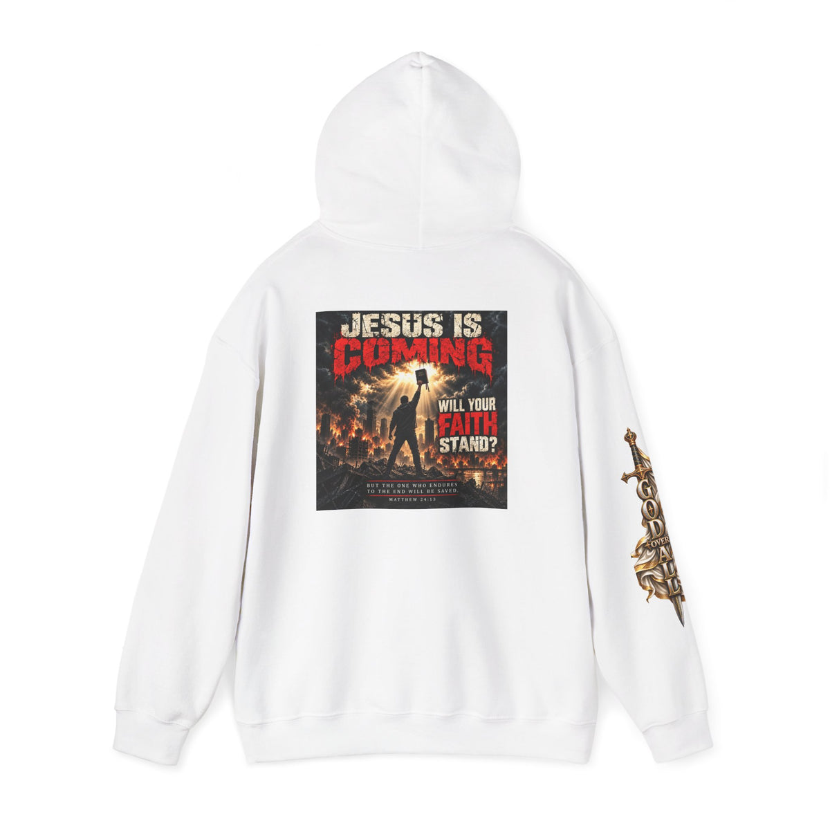 Religious Graphic Hoodie — "Jesus Is Coming / One God One Salvation" Apocalyptic Faith Sweater