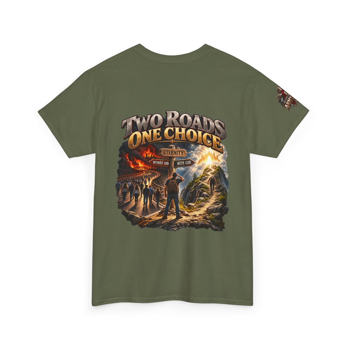 Two Roads One Choice T‑Shirt — Christian Cross Faith Graphic Tee