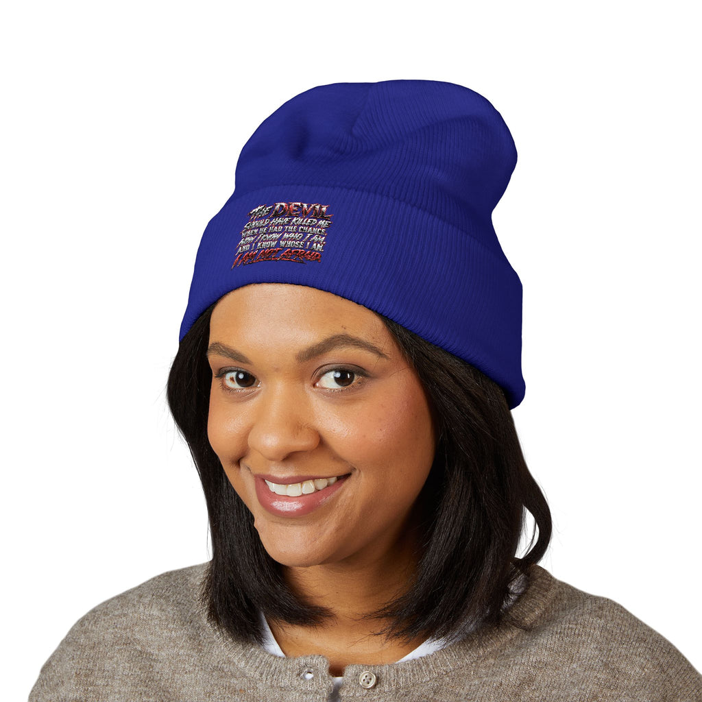Embroidered 'Love' Script Cuffed Beanie - Classic Knit Winter Hat