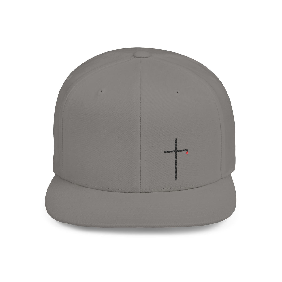 Embroidered Cross Snapback Hat — Minimal Christian Flat Bill Cap